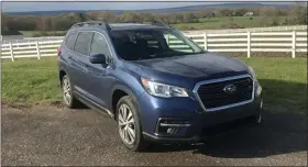  ?? PHOTOS BY MARC GRASSO — MEDIA NEWS GROUP/BOSTON HERALD ?? The Subaru Ascent is an eight-passenger SUV with a fuel-efficient turbo 2.4 liter engine with 5,000 pounds of towing capacity and does 22.5 mpg as tested.