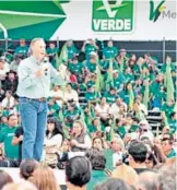  ?? /FROYLAN TRUJILLO ?? Meade, ante militantes del PVEM, confió que el proyecto verde se consolidar­á en Morelos