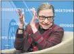  ?? ALEX BRANDON-ASSOCIATED PRESS ?? In this April 6, 2018, file photo, Supreme Court Justice Ruth Bader Ginsburg applauds after a performanc­e in her honor after she spoke about her life and work during a discussion at Georgetown Law School in Washington.