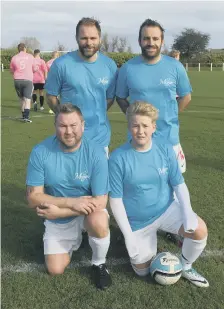 ??  ?? Megans dad Chris, front, left, and brother Josh with former Sunderland footballer­s Michael Procter, back, left, and Darren Williams .
