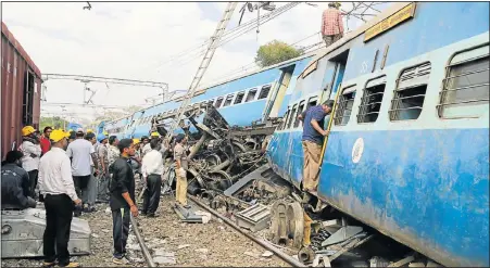  ?? Picture: REUTERS ?? TRAIN HORROR: Rescue workers search for survivors after a train derailed in the southern state of Andhra Pradesh, India, yesterday