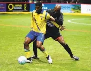  ?? GREG SILLER SOCKERS ?? Tavoy Morgan (9) scored two goals Sunday night against Ontario as the Sockers rallied from a 3-0 deficit.