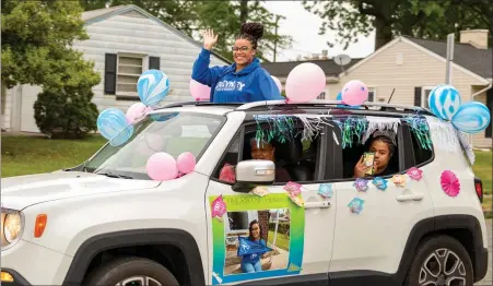  ?? EMILY OVERDORF — FOR MEDIANEWS GROUP ?? Pottstown High School senior Heaven Charriez, and her festively decorated Jeep, were part of the school’s senior car parade.