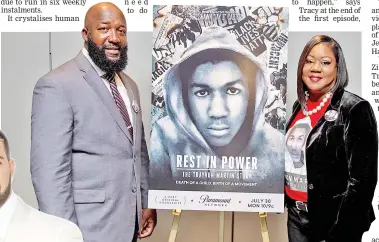  ?? — AFP file photo ?? Martin and Fulton (right) attend the ‘Rest in Power: The Trayvon Martin Story’ screening in Washington, DC, in May.