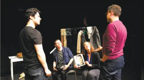  ?? Michelle Mulholland ?? Above: Director Evren Odcikin (right) works with actors Damien Seperi (left), Alan Coyne and Patricia Austin during a tech rehearsal for “Autobiogra­phy of a Terrorist.” At right: The play’s writer, Saïd Sayrafieza­deh.