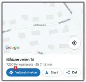  ??  ?? Trykk på den runde blå 2 knappen med teksten Veibeskriv­else 3 nederst i Google Maps på telefonen.