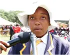  ?? ?? One of the schoolchil­dren pose questions to career resource persons during a career guidance, grooming, etiquette and stay in school programme organised by First Lady Dr Auxillia Mnangagwa in Mashonalan­d East on Monday