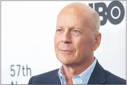  ?? CHARLES SYKES / INVISION / AP FILE (2019) ?? Actor Bruce Willis attends a movie premiere Oct. 11, 2019, in New York. In a statement posted Thursday, the 67-year-old actor’s family said Willis has been diagnosed with frontotemp­oral dementia.