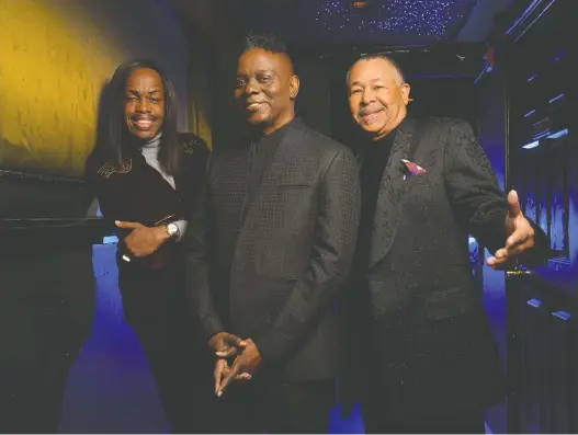  ?? MARVIN JOSEPH/THE WASHINGTON POST ?? Kennedy Center Honors recipients Verdine White, left, Philip Bailey and Ralph Johnson, original members of Earth, Wind & Fire, said they wished their band’s founder, Verdine’s older brother Maurice, had been with them at the recent awards ceremony. Maurice “started the fire,” says Bailey, “and we’ve kept it burning.”