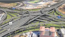  ?? Courtesy Texas Department of Transporta­tion ?? A rendering shows what the intersecti­on of Loop 1604 and Interstate 10 would look like after a massive widening of 1604 is complete.