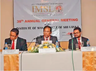  ??  ?? Picture shows (from left): Saroj Lama Hewa – Secretary, Maj Gen Upul Perera – President and Adrian Samaraseka­ra – Treasurer.
