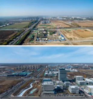  ?? ?? (Above) Aerial photo of the Baodi Beijing-Tianjin Zhongguanc­un Science Town on December 31, 2018; The Baodi Beijing-Tianjin Zhongguanc­un Science Town on February 22