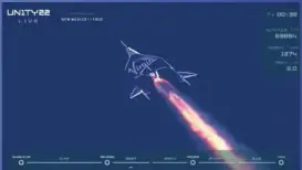  ?? Reuters ?? Virgin Galactic’s passenger rocket plane VSS Unity starts its ascent to the edge of space.