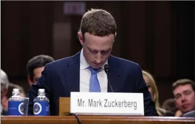  ?? ANDREW HARNIK — ASSOCIATED PRESS ?? Facebook CEO Mark Zuckerberg has doubled down on his position concerning political advertisin­g following Twitter’s announced ban, reiteratin­g that “political speech is important” and that Facebook is reluctant to interfere with it.