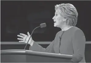  ??  ?? Democratic candidate Hillary Clinton accused her Republican rival of “rooting” for the housing crisis and ignoring the threat of climate change.