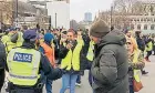  ??  ?? ABUSE Protesters outside Parliament