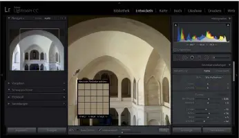  ??  ?? Schnelles Werkzeug: Der Navigator von Lightroom zeigt, wie ein Klick an der aktuellen Stelle das Bild verändern wird – hier wird es deutlich kühler.
