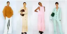  ?? Daniel Shea/Proenza Schouler via AP ?? This combinatio­n photo shows various fashion designs from the Spring/Summer 2021 collection by Proenza Schouler.