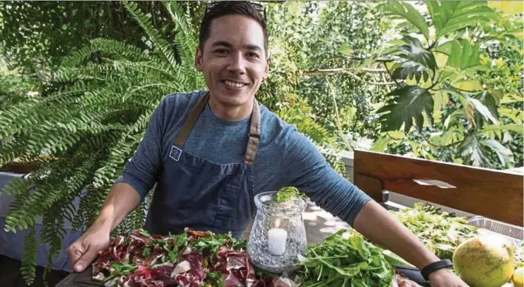  ?? — Photos: South China Morning Post ?? The Test Kitchen’s Boutwood with a salad of cured lamb at Antonio’s in Tagaytay.