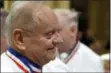  ?? PHILIPPE DESMAZES — POOL PHOTO VIA ASSOCIATED PRESS, FILE PHOTO ?? French chef Joel Robuchon attends the funeral ceremony for late French chef Paul Bocuse at the Saint-Jean cathedral, in Lyon, central France.