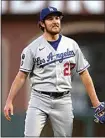  ?? D. ROSS CAMERON / AP FILE ?? Los Angeles Dodgers pitcher Trevor Bauer reacts to a pitch call May 21, 2021, in San Francisco.