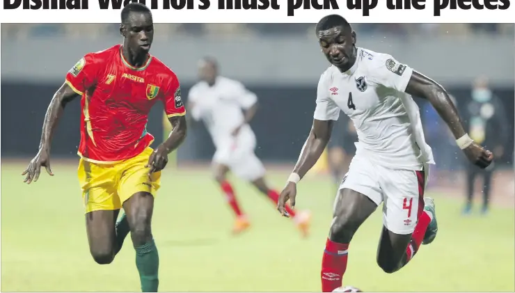 ?? Photos: CAF.org ?? Disappoint­ing start… Action from the Brave Warriors encounter against Guinea on Tuesday evening.