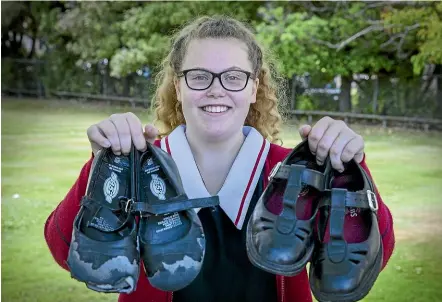 ?? MURRAY WILSON/STUFF ?? Secondary student Maddison McQueen-Davies set up Share a Pair NZ, regifting donated secondhand school shoes to children in need. She was recognised last night as a Women of Influence young leader.