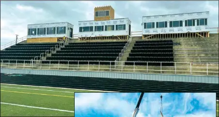  ?? Photos by Paul McDonald/Times-Record and Mark Potts/VCSU. ?? Valley City State University upgrades to “The Bubble” (on top of page) new paint job. Middle and bottom photos, Shelly Ellig Field and Stadium updating.