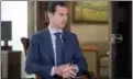  ?? SYRIAN PRESIDENCY — FILE PHOTO VIA THE ASSOCIATED PRESS ?? On Sept. 21, 2016, Syrian President Bashar Assad speaks to The Associated Press at the presidenti­al palace in Damascus, Syria.