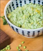  ??  ?? Bi-Rite chef Jason Rose’s Spring Pea Hummus is a crowd pleaser. Even histoddler loves dipping fresh vegetables into the flavorful spread.
