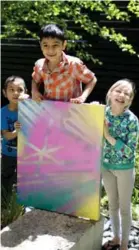  ?? CARLOS OSORIO PHOTOS/TORONTO STAR ?? “We coloured it all with spray paints and then found a different technique: putting tape on it. . . The colours are happy.”
AEMAAN MOMAND, 7, WITH HIS BROTHER AND BONE MARROW RECIPIENT ARMAAN, 5. THEY PARTNERED WITH ALIVIAH GOODE, 10, AND ARTIST...