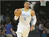  ?? AP FILE ?? Russell Westbrook, recently traded from the Lakers to the Jazz, could be helpful to another playoff contender if he does not want to finish the season in Salt Lake City.