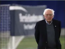  ?? CHARLIE NEIBERGALL - THE ASSOCIATED PRESS ?? Democratic presidenti­al candidate Sen. Bernie Sanders, I-Vt., waits to speak at meeting with minor league baseball players and officials at FunCity Turf, Sunday, Dec. 15, 2019, in Burlington, Iowa.