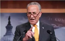  ?? Associated Press ?? ■ Senate Minority Leader Chuck Schumer, D-N.Y., criticizes President Donald Trump’s performanc­e Monday during the news conference with Russia’s Vladimir Putin in Helsinki.