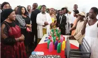  ?? ?? Angel of Hope Foundation patron First Lady Dr Auxillia Mnangagwa listens to former street children as they explain how they can now make various types of detergents following the training they received at her skills developmen­t centre in Mbare yesterday
A girl who is a former street child joyfully explains to First Lady Dr Auxillia Mnangagwa how her life and that of her peers have been transforme­d by the training they received in poultry