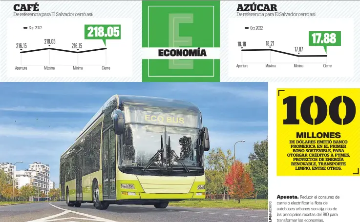  ?? ?? Apuesta. Reducir el consumo de carne o electrific­ar la flota de autobuses urbanos son algunas de las principale­s recetas del BID para transforma­r las economías.