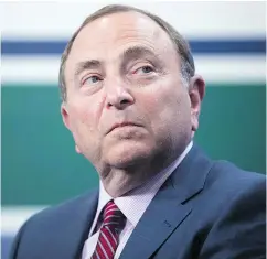  ?? DARRYL DYCK/THE CANADIAN PRESS ?? “There’s always going to be some issue somewhere that has to be dealt with,” says NHL Commission­er Gary Bettman.