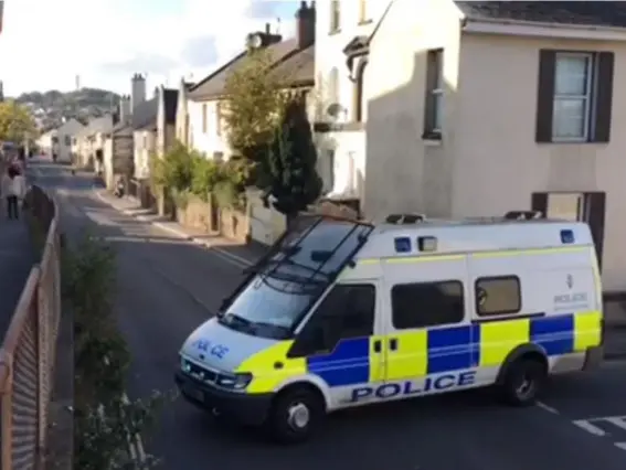  ?? (Herald Express) ?? Police cordoned off a house in Tudor Road, Newton Abbot