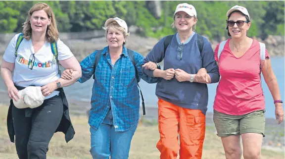  ?? Picture: George McLuskie. ?? From left: Sarah Brown, Sandi Toksvig, her wife Debbie and Arabella Weir are taking on the Fife Coastal Path.