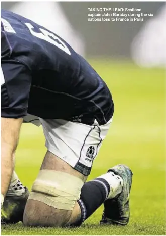  ??  ?? TAKING THE LEAD: Scotland captain John Barclay during the six nations loss to France in Paris