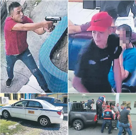  ??  ?? ASALTO. Los dos individuos ingresaron violentame­nte a la barbería, pero quedaron grabados en las cámaras de seguridad del local, luego huyeron en un taxi, el cual ya está en poder de la Policía. La persona herida se encuentra fuera de peligro.