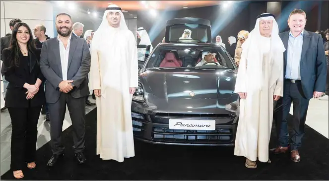  ?? ?? A group photo of the Porsche Centre Shuwaikh team: Callum Bottomley – Group General Manager, Mr. Hussein Behbehani – Vice President, Mr. Abdulmohse­n Behbehani – Director, Hany Marie – General Manager, Reem Nageh – Marketing Executive.