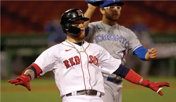  ?? StuARt CAHiLL / HeRALd stAFF FiLe ?? NOTHING STOPPING HIM: Red Sox outfielder Alex Verdugo is ready to do what’s asked of him, whether that’s batting leadoff again or playing center field to replace Jackie Bradley Jr., who is a free agent and is deemed likely to sign with another team.