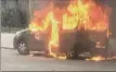  ?? (Photo Twitter) ?? Christophe Castaner a tweeté la photo d’un véhicule de l’opération Sentinelle en feu près de la Tour Eiffel hier après-midi.