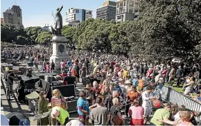  ?? ROBERT KITCHIN/STUFF ?? Thousands of people made their way to Parliament to celebrate RNZ Concert’s birthday and to campaign for the station’s future.