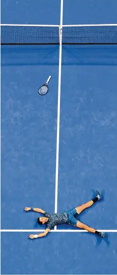  ?? Foto: Witters ?? Dem Himmel so nah: Novak Djokovic, nachdem im Arthur Ashe Stadium der letzte Ball gespielt war.