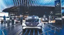  ??  ?? THE MERCEDES-BENZ EQ electric concept car is displayed during the North American Internatio­nal Auto Show in Detroit, Michigan, US, Jan. 10.