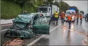  ?? (Photo X.Demarte/Sdis) ?? L’homme de  ans est décédé hier après que sa voiture ait percuté de plein fouet un camion-benne.