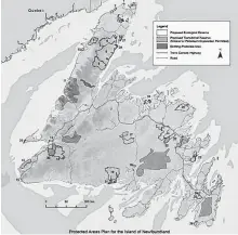  ?? CONTRIBUTE­D ?? The WERAC report highlights 32 proposed protected areas on the island portion of the province.