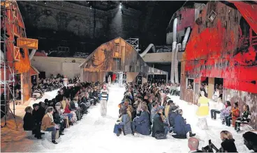  ?? [PHOTO BY JONAS GUSTAVSSON, MCV PHOTO/FOR THE WASHINGTON POST] ?? Classic American-style hay barns were painted with Warhol-inspired graphics for the set of the Calvin Klein Fall Winter 2018-19 show.